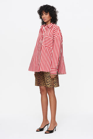 The Striped Poplin shirt, Red